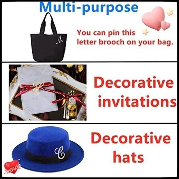 Initial Letter B Brooch Pin Fashion Silver and Gold with Crystals Set of… - Picture 2 of 6